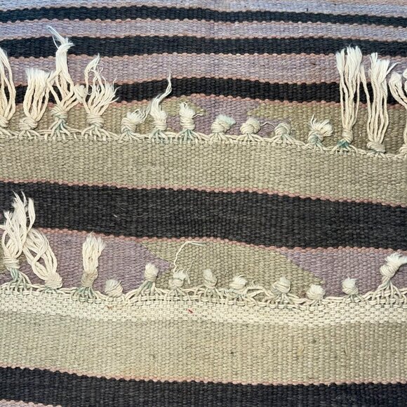 Kilim Floor Rug Tapestry 62 x 34 Multicolor Vegetable Dye Bohemian Geometric - Picture 3 of 7